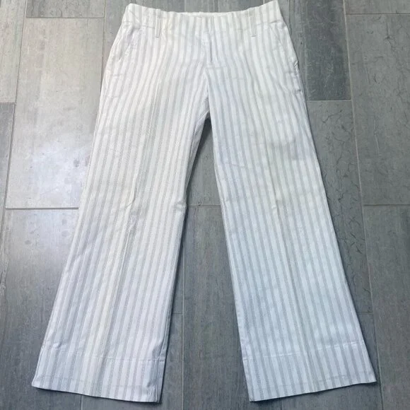 Banana Republic Striped Wide Leg Lined Trousers Dress Pants Slacks White Size 6 - Picture 1 of 10